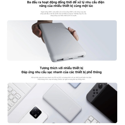 Sạc Dự Phòng Xiaomi Power Bank 10000mAh 22.5W Lite TH | Sạc Nhanh | Sạc Cùng Lúc Nhiều Thiết Bị | Bảo Hành 12 Tháng | Hàng Chính Hãng 