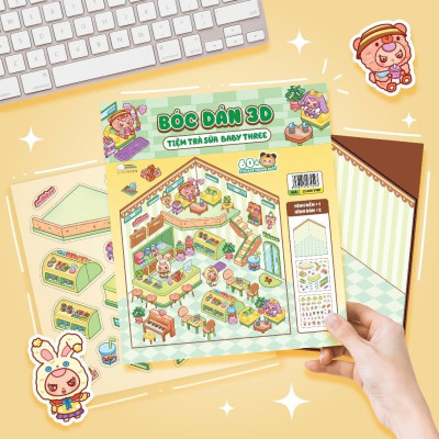 Sách - Bóc Dán 3D Baby Three - Đồ Chơi Bóc Dán 300+ Sticker Cho Bé -  Combo 5 Cuốn - Megabook