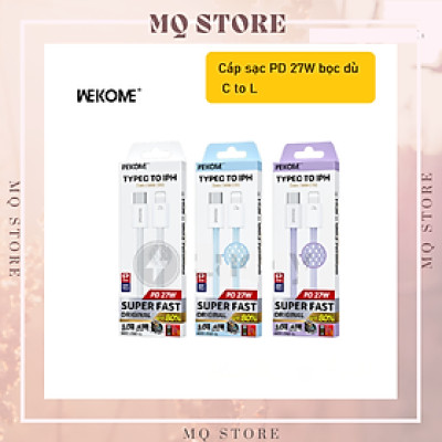Cáp sạc nhanh PD 27W WEKOME WDC-21 C to L bọc dù cao cấp, độ dài 1m ( hàng chính hãng)