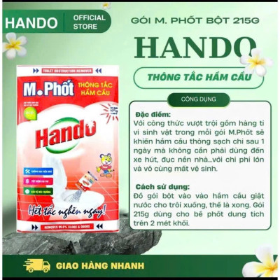 Combo 2 gói bột thông tắc hầm cầu bể phốt Hando 215Gr [Đổ định kì để bồn cầu ko tắc]