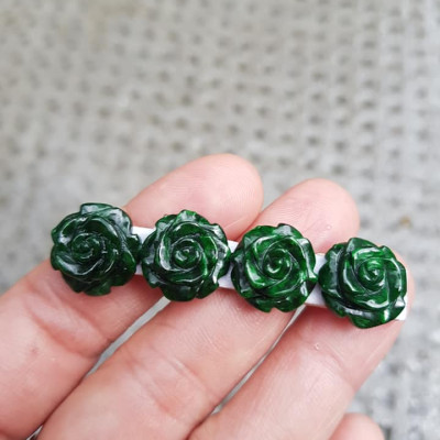 Bộ Lắc tay Hình Bông Hồng Nổi Đẹp 4 Viên  Chất Liệu 100% Đá Cẩm Thạch Tự Nhiên 14,5mm  Màu Xanh Đậm Đẹp Rất Sang Nữ về Lên Lắc Tay đeo đẹp ạ