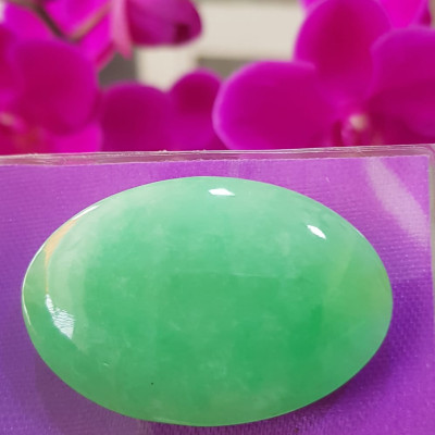 Mặt Lắc Tay Oval to đá ngọc cẩm thạch xanh tự nhiên Size đại Dài 42mm x ngang 28mm x dầy 4mm Nữ lên lắc tay vàng 1 mặt Oval to đẹp sang lắm món quà tặng Mẹ, tặng vợ người thân yêu ý nghĩa ạ