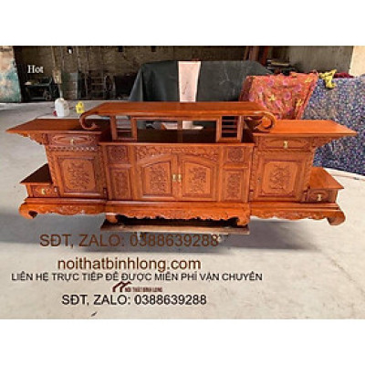 kệ tivi Kệ tv gỗ gõ đỏ kệ vòm 2.4m