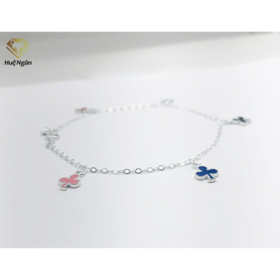 Lắc chân bạc Ý 925 Huệ Ngân-Cỏ Ba Lá May Mắn JL002