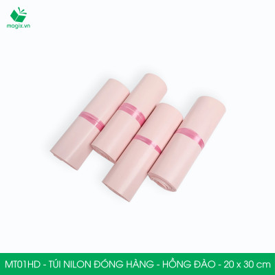 MT1HD - 25x35 cm - Túi nilon gói hàng - 200 túi niêm phong đóng hàng màu hồng đào