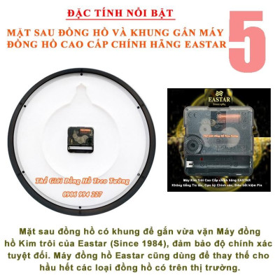 Đồng Hồ Treo Tường EASTAR Cao Cấp Tròn – Số Dập Nổi Máy KIM TRÔI – Bảo Hành 2 Năm – Tặng Pin Maxell