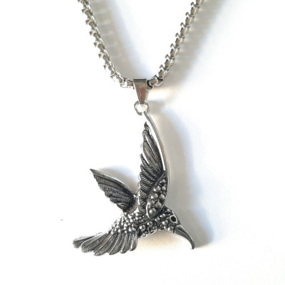 Dây chuyền nam mặt chim Ưng cá tính, mặt hợp kim không gỉ si mạ, dây titanium cao cấp dài 50cm, rộng 3-4mm