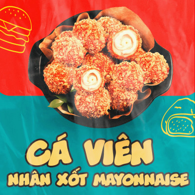 Cá Viên Nhân Xốt Mayonnaise Gói 500gr 24 Viên / 35 Viên - Thương Hiệu Đen Đỏ