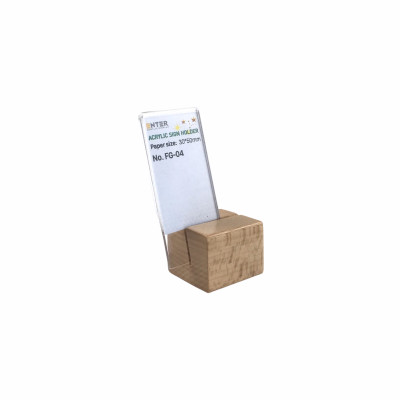 Kệ mica 1 mặt đế gỗ Enter FG-04 30x50mm, Kệ thông tin sản phẩm, Standee mica để bàn, Bảng quét mã QR Code