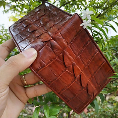 Bóp Da Cá Sấu. Vây Đuôi Cá Sấu Lớn Rất Bền! Thiết Kế Dáng Ngang Cổ Điển Dễ Sử Dụng