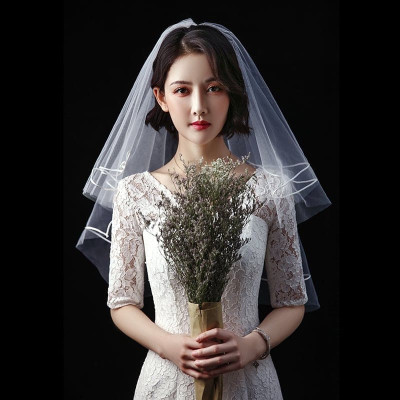 Voan (lúp) cài tóc, Mạng che mặt dạng miếng cho Cô dâu và Dạ hội, đi tiệc, sự kiện màu trắng kem viền ren (nhiều mẫu giao ngẫu nhiên)