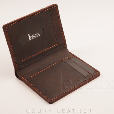 Ví Đứng Da Sáp Đựng Giấy Tờ Cũ Handmade Lealux The Stand Wallet