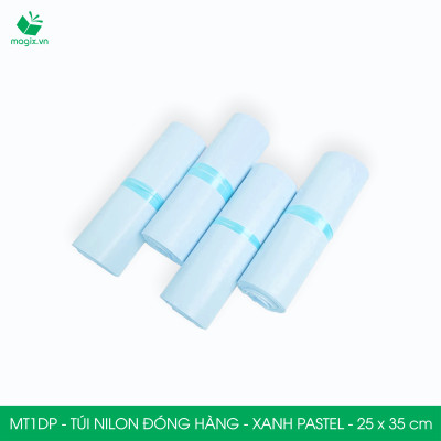 MT1DP - 25x35 cm - Túi nilon gói hàng - 100 túi niêm phong đóng hàng màu xanh pastel
