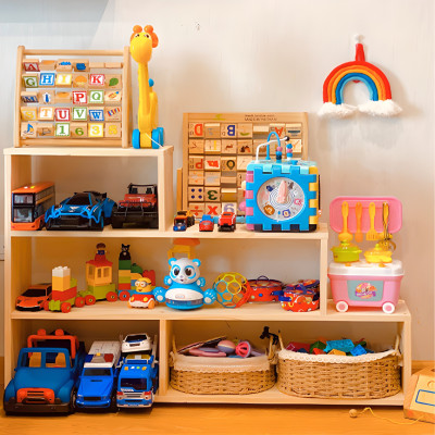 Kệ Tủ Sách Kệ Đựng Đồ Chơi Bậc Thang Montessori Bằng Gỗ Tự Nhiên Trang Trí Phòng Cho Bé, Nội Thất Mầm Non