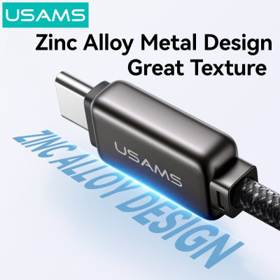 Cáp sạc nhanh USAMS SJ743 Type-C To IP 30W Zinc Alloy Meteor Series dùng cho iphone8/x/11/12/13/14/14pro...(Hàng nhập khẩu)