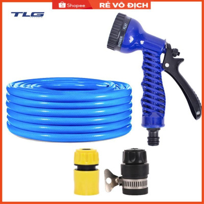 Bộ dây tăng áp 3 lần vòi xịt nước rửa xe, tưới cây loại 3-5m (cút nhựa nối nhựa đen 713-2) 206843