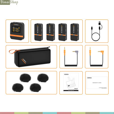Comica Vimo Q - Bộ 4 Micro Cài Áo Không Dây 2.4GHz Cho Máy Ảnh, Điện Thoại, Sử Dụng 8 Giờ, Phạm Vi 200m - Hàng chính hãng