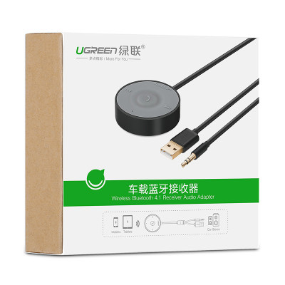 Bộ nhận Bluetooth âm thanh 4.1 không dây, kết nối điện thoại trên Ô tô có hỗ trợ Micro, giắc 3.5mm dài 3m UGREEN 30447 - Hàng chính hãng