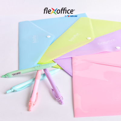 Combo 10 Bìa nút Pazto màu Pastel F4 Thiên Long Flexoffice FO-CBF010 - Màu ngẫu nhiên