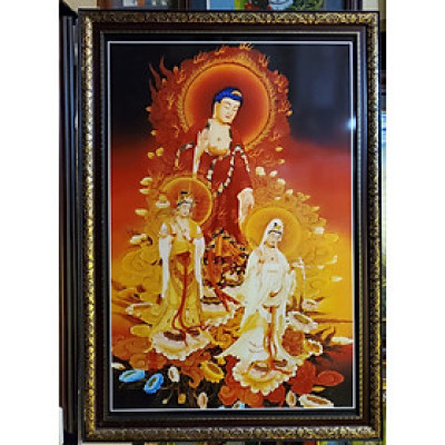 TRANH PHẬT TAM THÁNH  IN DẦU CAO CẤP -ID009
