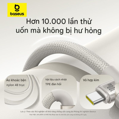 Cáp sạc nhanh Type-C to Type-C Baseus Titanium Alloy Fast Charging Cable 100W (480Mbps) - Hàng chính hãng