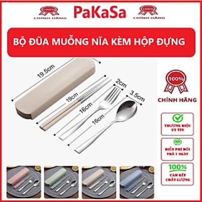 Bộ Muỗng Đũa Nĩa Lúa Mạch Tặng Kèm Hộp Đựng Xịn Xò - Hàng chính hãng