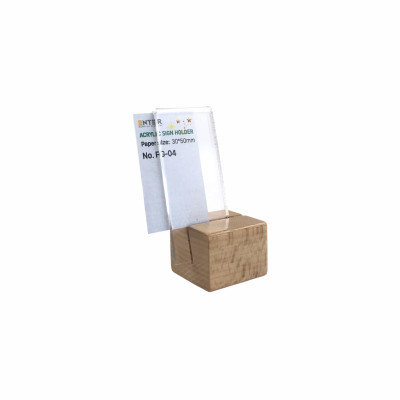 Kệ mica 1 mặt đế gỗ Enter FG-04 30x50mm, Kệ thông tin sản phẩm, Standee mica để bàn, Bảng quét mã QR Code