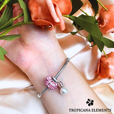 Vòng Tay Tropicana Phối Charm Swarovski Pha Lê Thỏ Xinh Lấp Lánh Ánh Hồng