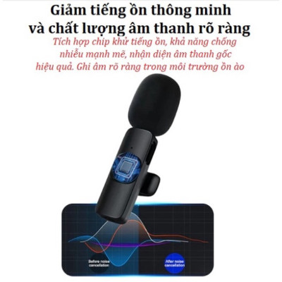 Mic thu âm cài áo không dây K9 thu âm to rõ, lọc ồn tốt, micro phục vụ quay vlog, livestream, youtube, tiktok - Hàng nhập khẩu