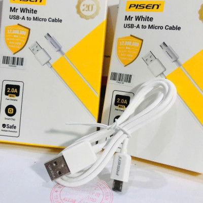 Cáp Pisen Micro USB 2A 800mm (MU01-800)- Hàng chính hãng, check QR kiểm tra và kít hoạt bảo hành