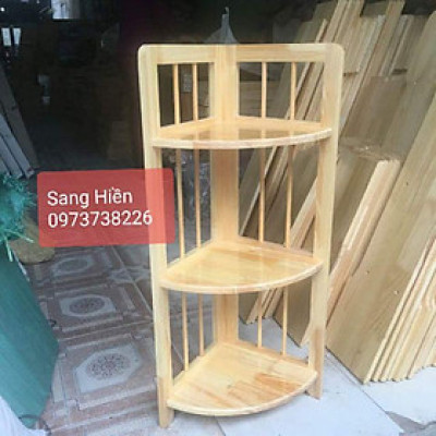 Kệ góc tam giác 5 tầng làm bằng gỗ tự nhiên
