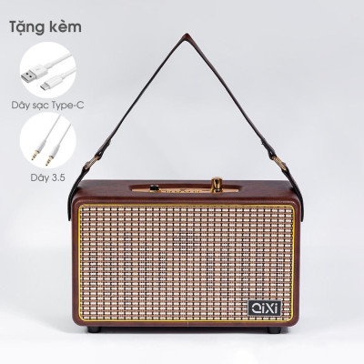 Loa bluetooth QIXI SK-2025 - Loa nghe nhạc bọc da thiết kế cổ điển sang trọng - Hệ thống loa 2.1 công suất 20W âm thanh trầm ấm - Tích hợp cổng micro 6.5mm - Đầy đủ các cổng kết nối Bluetooth, AUX, USB, TF card - Dung lượng pin cao - Hàng nhập khẩu