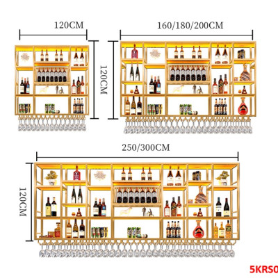 KỆ TRƯNG RƯỢU KHUNG SẮT – MẶT GỖ CÓ ĐÈN 5KRS05 - NỘI THẤT LẮP RÁP VIENDONGADV