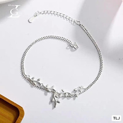 Lắc chân bạc thời trang chất liệu bằng bạc Ý xi kim MS1113