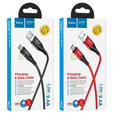 Cáp Sạc Và Truyền Dữ Liệu Hoco U93 Cổng Micro Có Đèn Led Dây Dài 1.2m - Hàng Chính Hãng