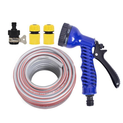 Bộ dây tăng áp 3 lần vòi xịt nước rửa xe, tưới cây loại 20m (cút nhựa nối nhựa đen) 206843