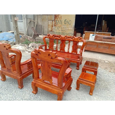 bộ bàn ghế phòng khách quốc đào gỗ xoan ta tay 10