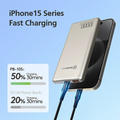 Pin Sạc Dự Phòng MicroPack POWER STORE PB-10S Siêu Mỏng 11.2mm Chuẩn PD Công Suất Tối Đa 22.5W Hàng Chính Hãng