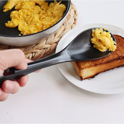 Muôi cơm kháng khuẩn cán dài Echo Metal 25cm màu đen - Nội địa Nhật Bản