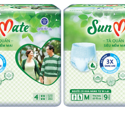 Combo 2 Tã Quần Người Lớn Sunmate Mềm Mại M9 (9 Miếng)