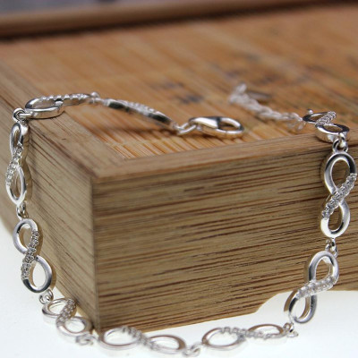 Lắc Tay Nữ Bạc Hiểu Minh LTU485 vô cực infinity