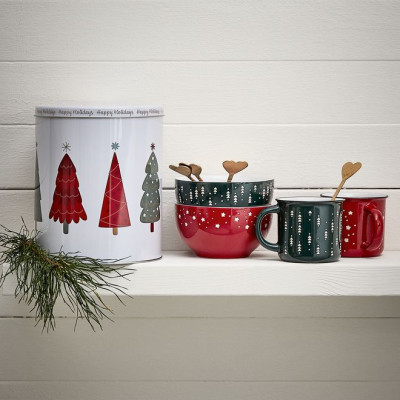 Tô | JYSK Gulltop | gốm | đỏ/xanh lá | DK14xC7cm