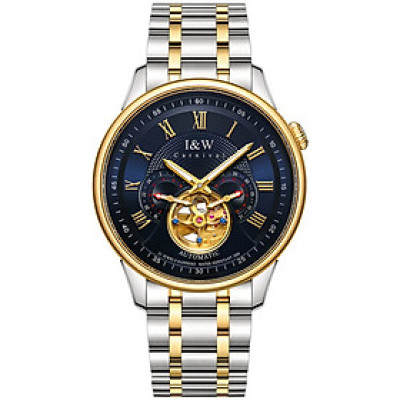 Đồng hồ nam chính hãng IW Carnival IW613G-2,Kính sapphire chống xước,Chống nước 50m,BH 24 tháng,Máy Cơ Automatic nhật bản,dây thép không gỉ 316L,mặt trắng dây trắng vàng lộ cơ 