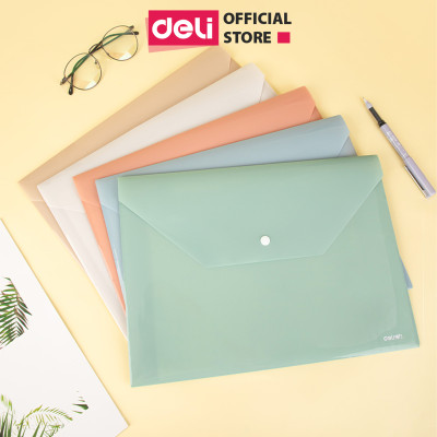Túi file đựng tài liệu A4 Deli nhiều màu, clear bag bìa đựng tài liệu lưu trữ hồ sơ giấy tờ
