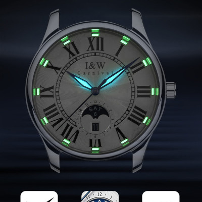 Đồng hồ nam chính hãng IW CARNIVAL IW685G-1 Kính sapphire ,chống xước ,Chống nước 30m ,Bảo hành 24 tháng,Máy cơ (Automatic),dây da cao cấp, thiết kế đơn giản dễ đeo