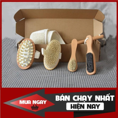 Bộ Bàn Chải Tắm Cọ Da Khô, Tẩy Da Chết Body, Gậy Chà Da Khi Tắm Massage Body Cực Loại Tháo Rời (Xả Rẻ Lấy 5*)