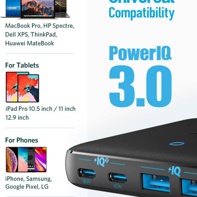 Sạc Anker 4 cổng, công suất 63w, PowerPort Atom III Slim - A2046