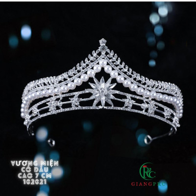 Vương miện cô dâu 7cm đá hạt trai Giangpkc S221337 mẫu mới tháng 10-2021