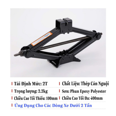 Bộ Kích Gầm Ô Tô, Kích Thay Lốp Cho Xe Hơi Có Đòn Bẩy Nâng Gầm Dễ Dàng Trọng Tải 2 Tấn