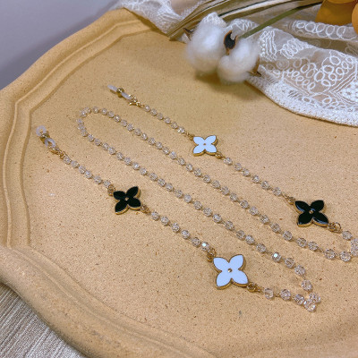 Chain kính dây chuyền hạt cườm đeo gọng kính cỏ bốn lá mix màu sang chảnh độc đáo handmade sáng tạo dây đeo airpod đeo khẩu trang